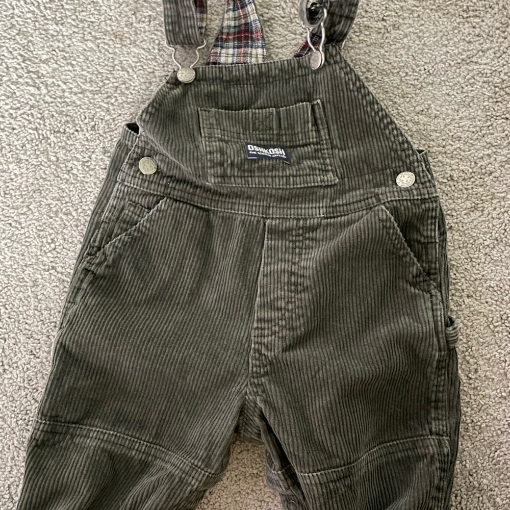 OshKosh Boys Corduroy Overalls- Flannel Inside